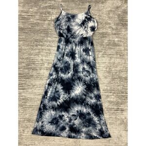 Oliva Rae Dress Womens Medium Blue Tie Dye Sleeveless Maxi Long Rayon Blend